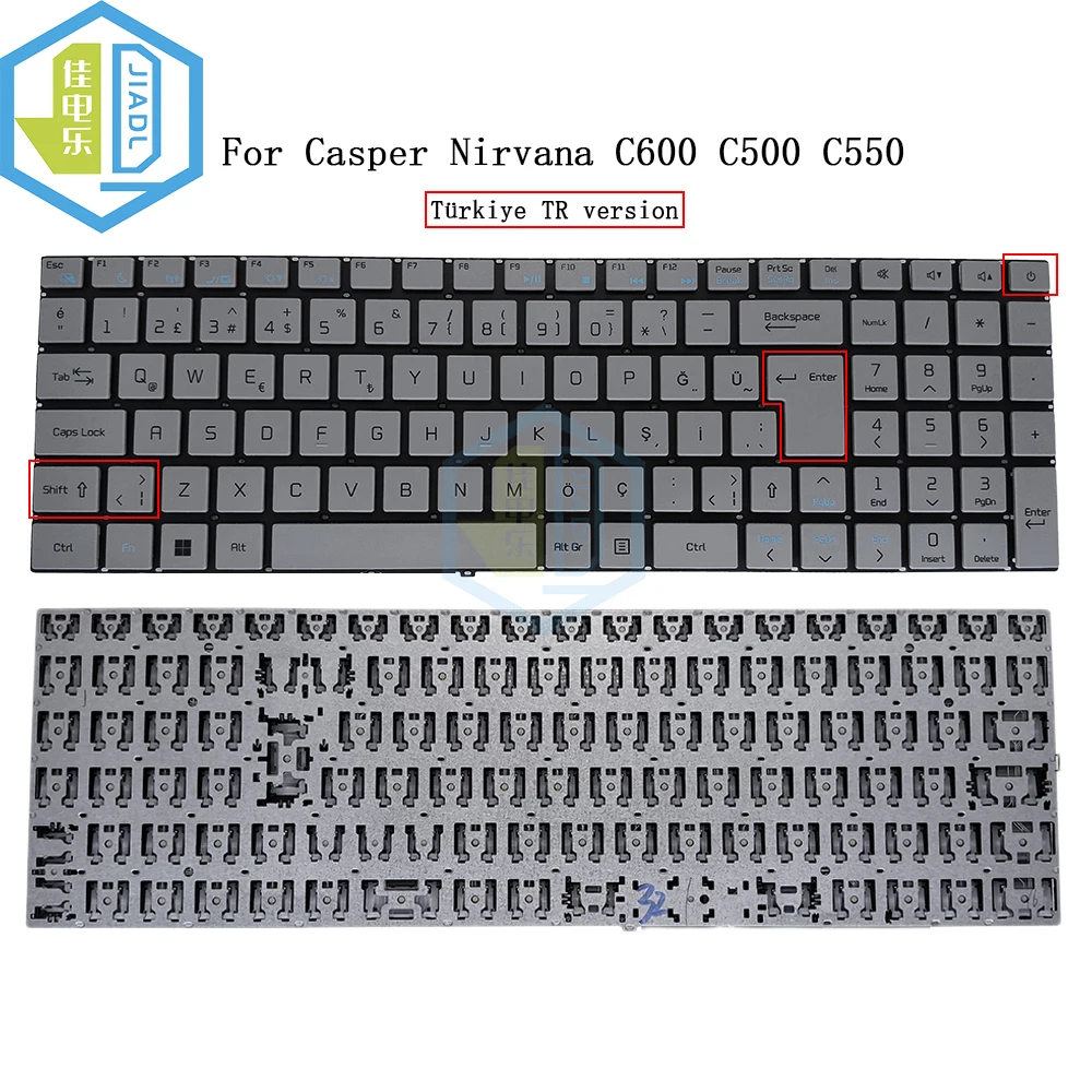 New TR Turkish BR Brazilian Laptop Keyboard For Casper Nirvana C600 C500 C550 V6329B Grey replacement keyboard without backlit