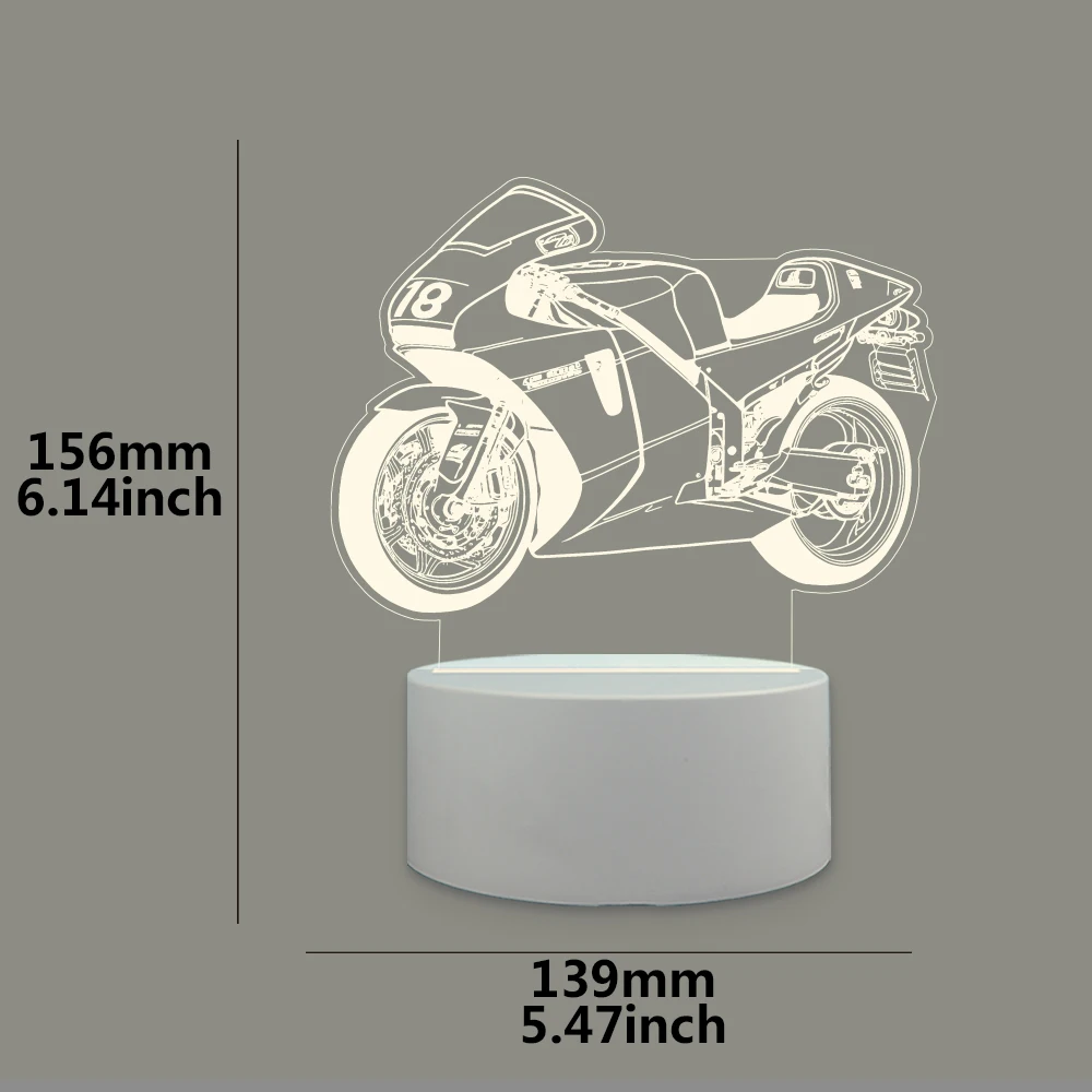 Motorcycle Cartoon  Led Table Lamp Mange Avatar Room Decor Gift 3D Night Light With Black Base For Bedroom