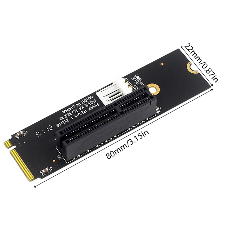 NGFF M.2 To PCI-E 4X Riser Card M2 M Key To Pcie X4 Adapter With LED Indicator SATA Power Riser For Bitcoin Mining