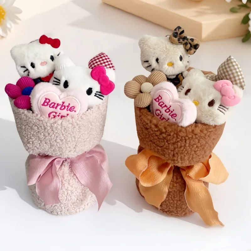 24cm/60.96in Hello Kitty Plushie Toy Flower Bouquet Anime Cute Stuff Peripherals Valentines Birthday Gift Collectible Decorative