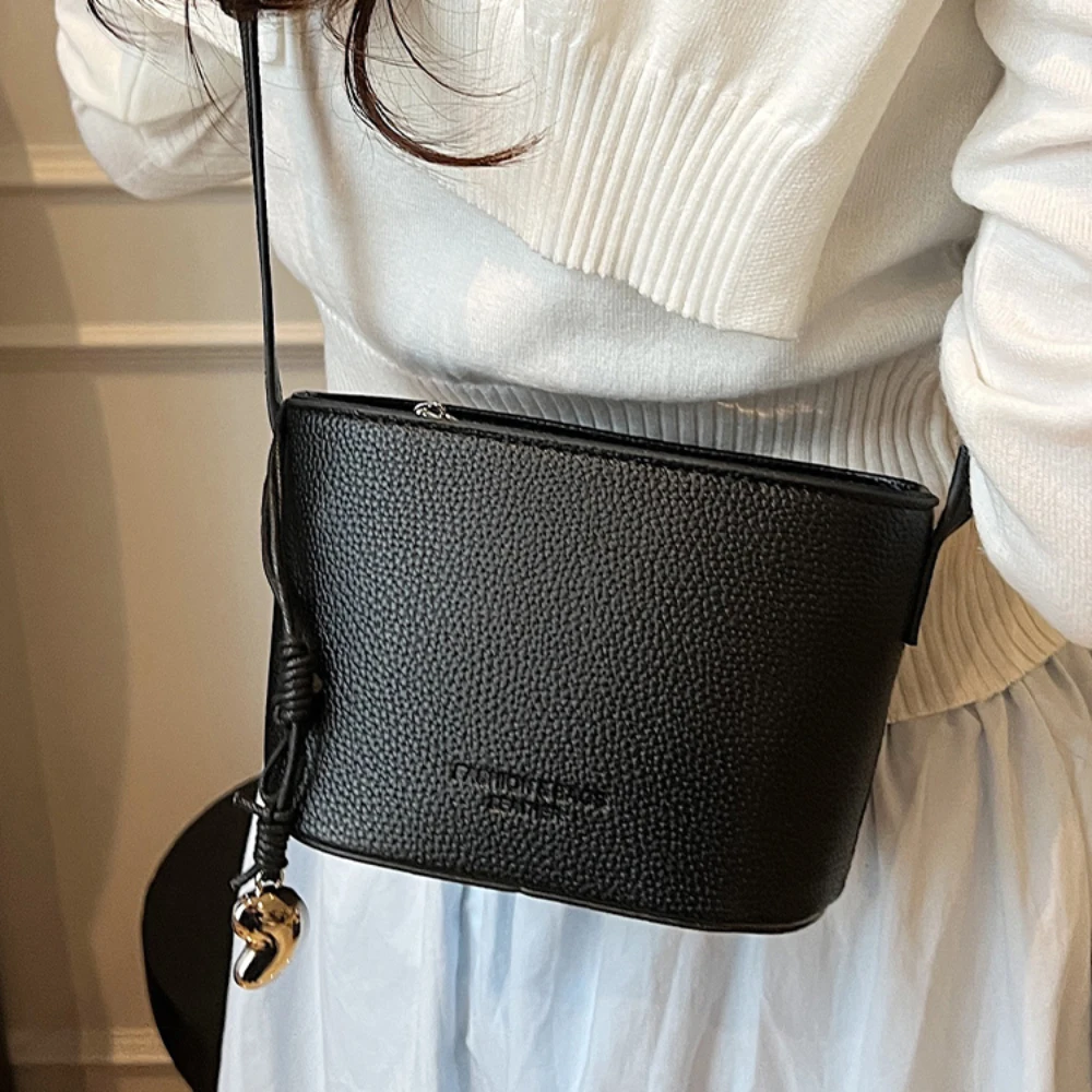 Lychee Pattern Solid Color Square Crossbody Bag Women's Simple Zipper Casual All-Match One Shoulder Bags Daily Commute Packs