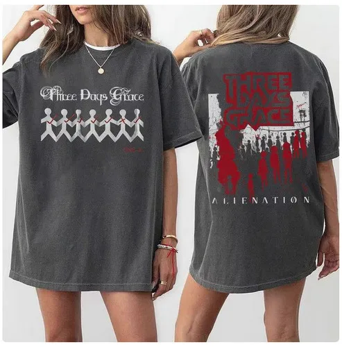 Camiseta de rock inspirada no concerto dos Three Days Grace, feita de algodão puro, ideal para casais e adequada para todas as estações.