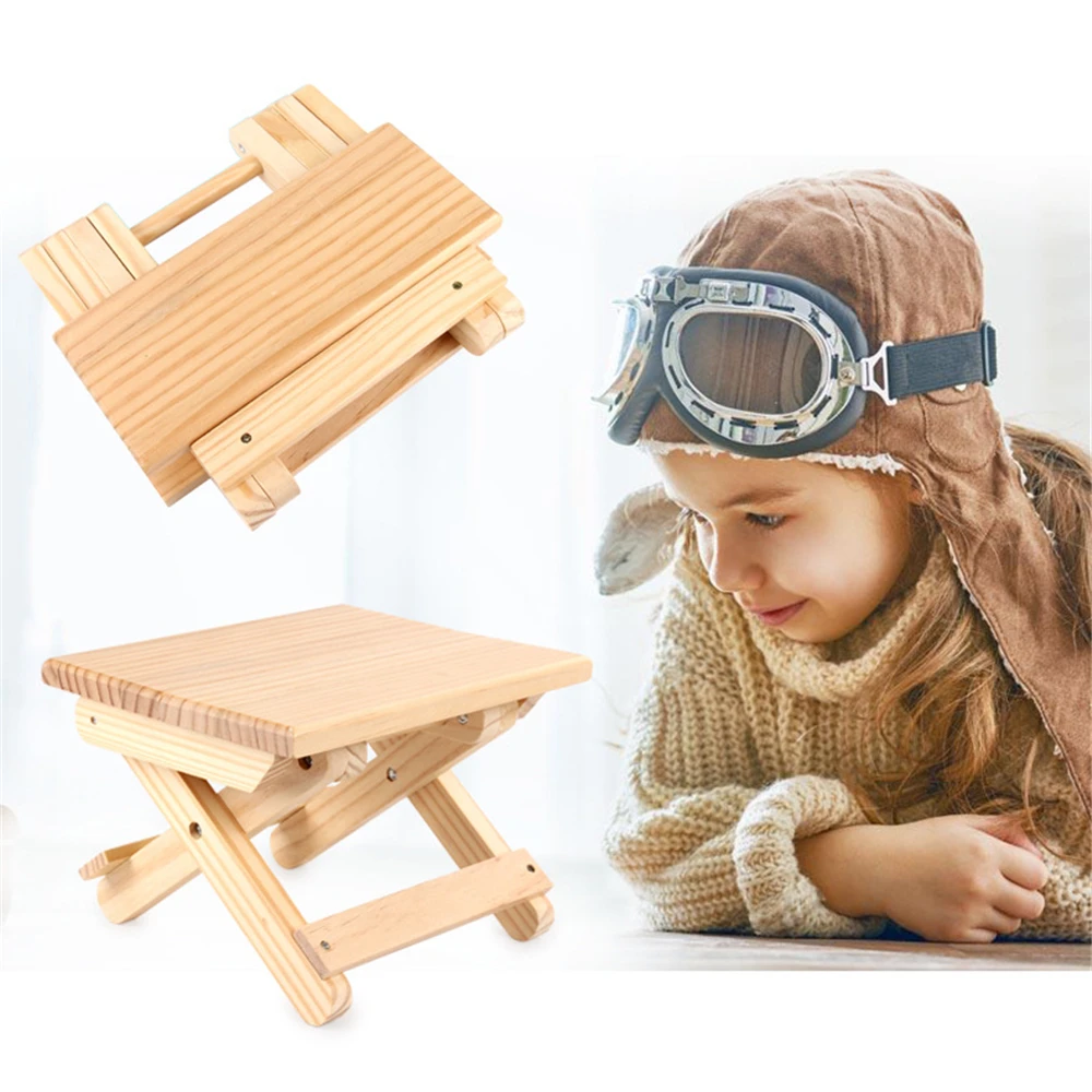 Taburete plegable de campamento para niños, muebles de madera, silla de pesca de madera maciza portátil, banco pequeño, taburete cuadrado, silla de jardín de infantes