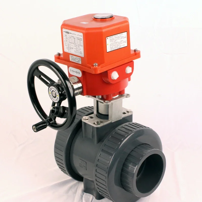 Plastic Pvc Upvc 12v~440v Motorized Actuated Electric Control 4inch Double Union Ball Valve for Water Treatment