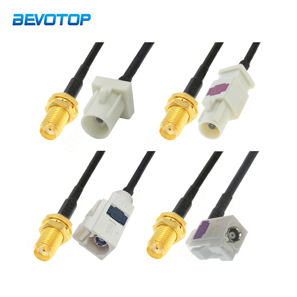 

White Fakra B Male / Female to SMA Female Jack 50 Ohm RG174 Cable Adapter Radio Antenna Extension Cord RF Coaxial Pigtail Jumper