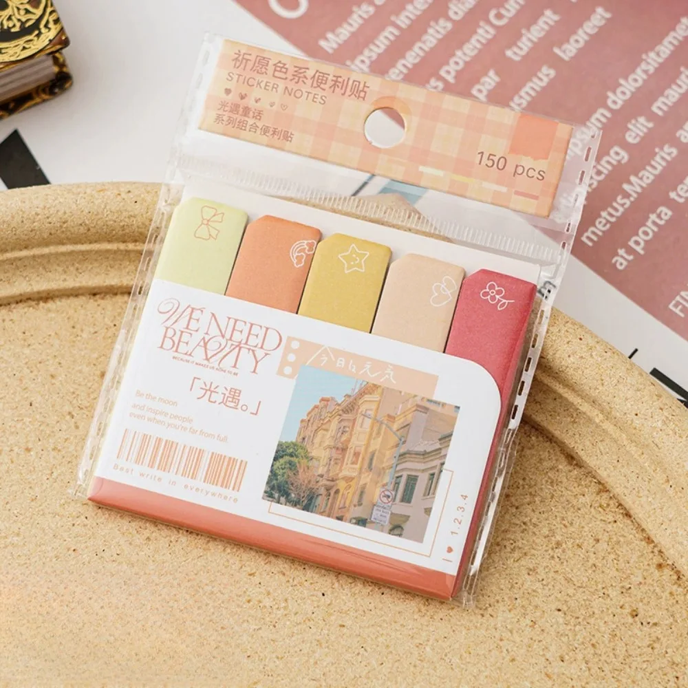 150 Sheets Creative Memo Pads Colorful Index Self-Adhesive Stickers Posted It Sticky Note Pads Office Supplies School Stationery