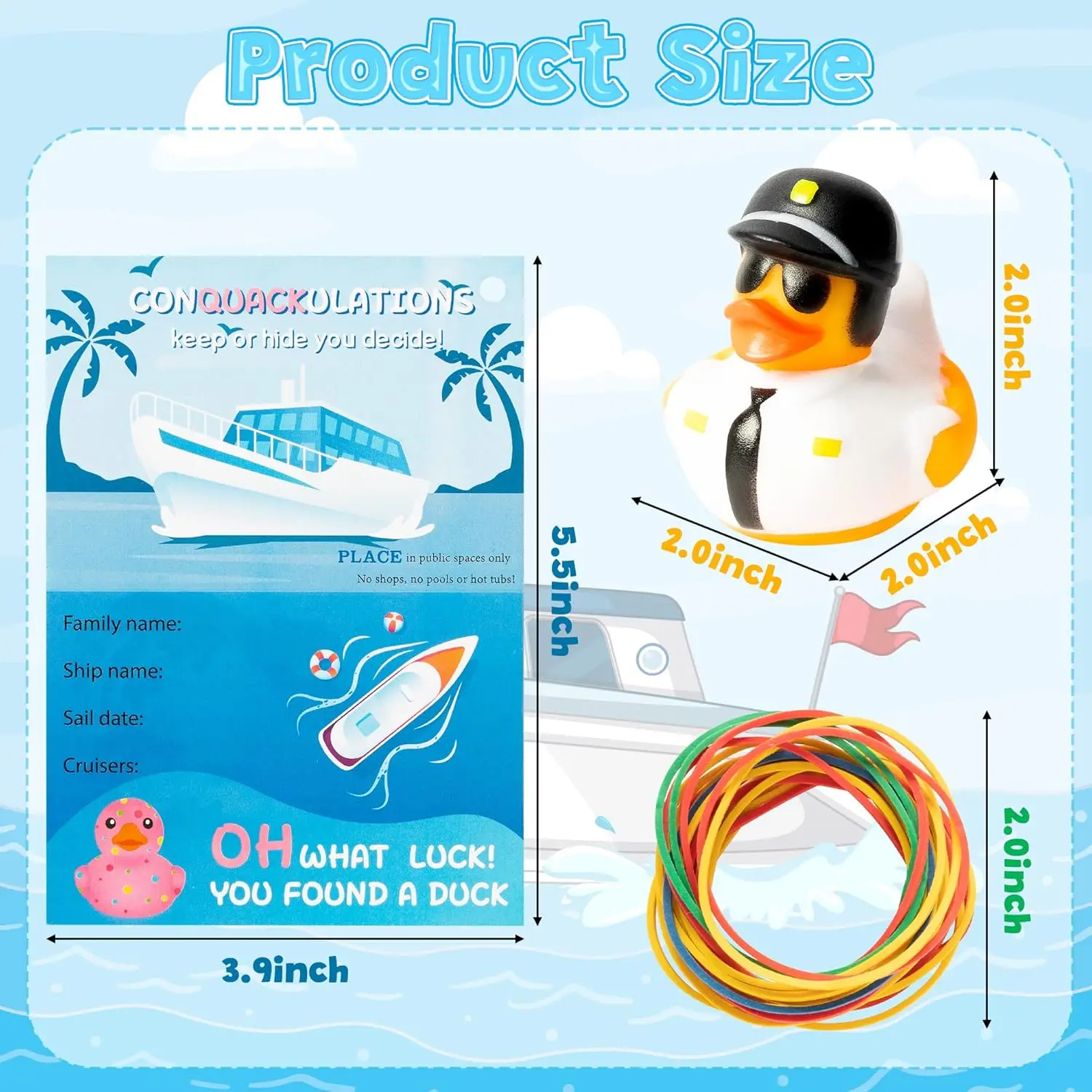 Mini Rubber Duck Multi-colored Rubber Ducks for Cruise Ships Cruise Ducks for Hiding with Tags For Summer Party Favors view 2