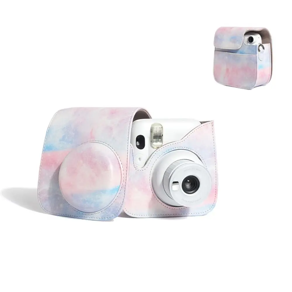 with Shoulder Strap Instant Camera Case Marbling Anti Scratch Protective Cover Soft PU Leather for Instax Mini11/9