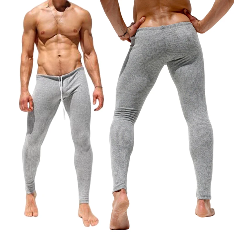 

Small Foot Pants Men's Skinny Pants Sexy Slim Elastic Striped Knitted Pants Soft And Comfortable Autumn And Winter Fitness Pants