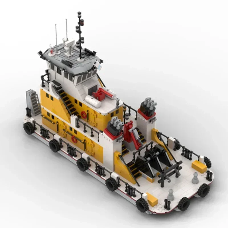 Stad Schip Serie Model Moc Bouwstenen Pusher Barge Sleepboot Technologie Modulaire Blokken Geschenken Kerst Speelgoed DIY Sets Montage