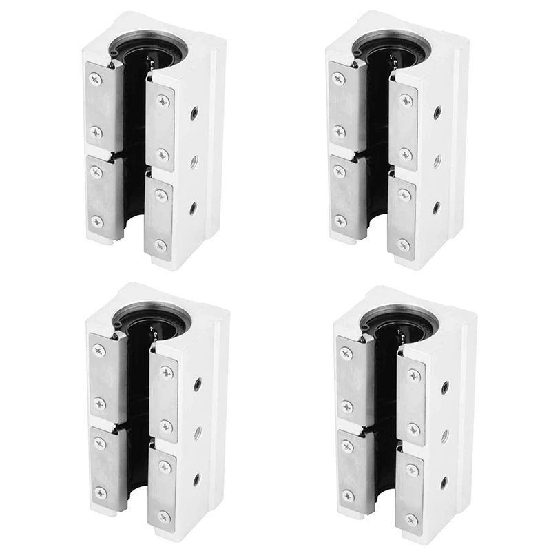 ABRE-4PCS SBR20LUU 20Mm Aluminum Alloy Linear Motion Ball Bearing Pillow Block Open Linear Bearing Slide Block Slide Bushing