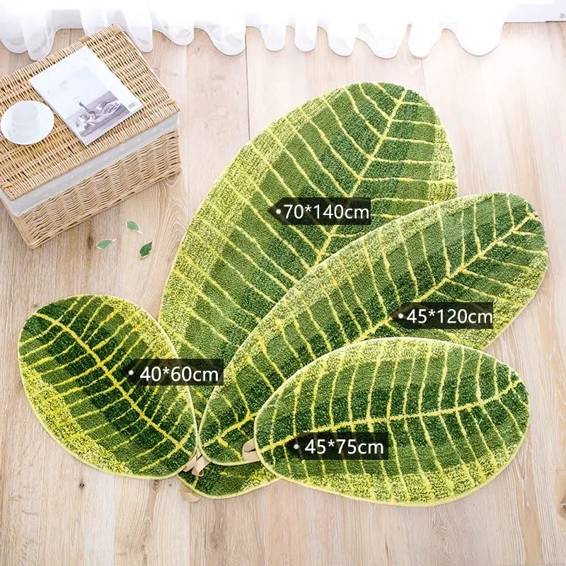 Banana Leaf Bath Mat Super Soft Absorbent Bath Carpet Anti-slip Floor Mat Door Entrance Decorative Door Mat Kitchen Mat