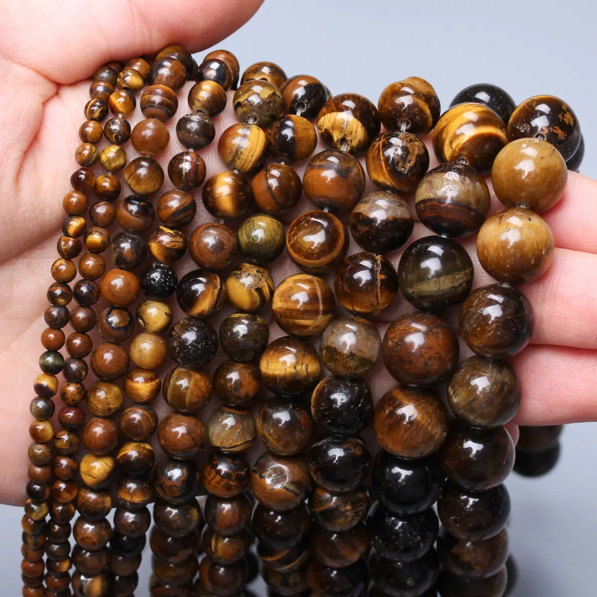 1 bag 4/6/8/10/12mm Natural Stone Mineral Tiger Eye Round Loose Beads For Jewelry Making DIY Bracelet Accessories