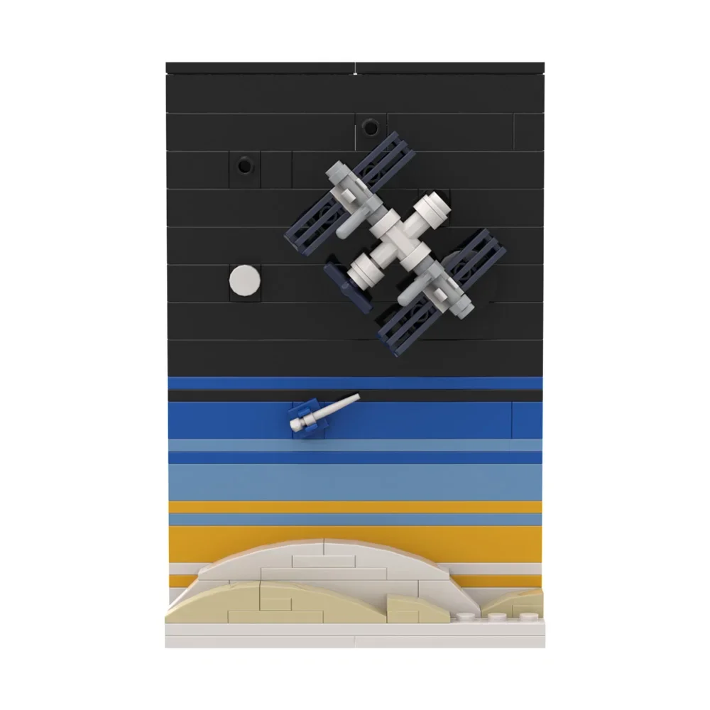 MOC Space Story Postcard Model Building Blcoks Exploring Moon Rocket Travel Spaceships Brick Decorative Art Painting Kid Toy