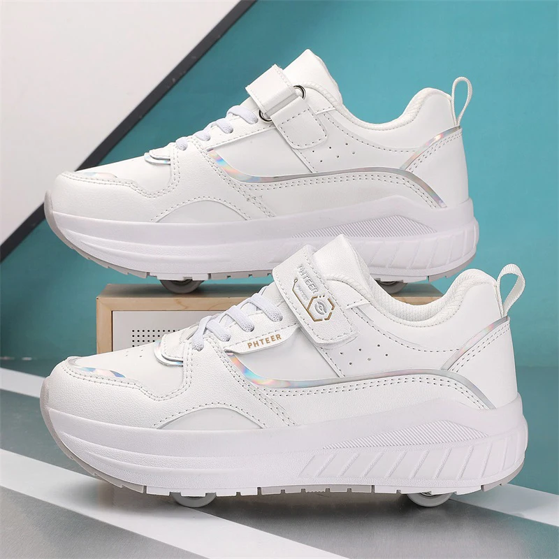 

Детские роликовые коньки, модная паркурная четырехколесная спортивная обувь, повседневная повседневная съемная обувь на роликах для мужчин и женщин, подарок