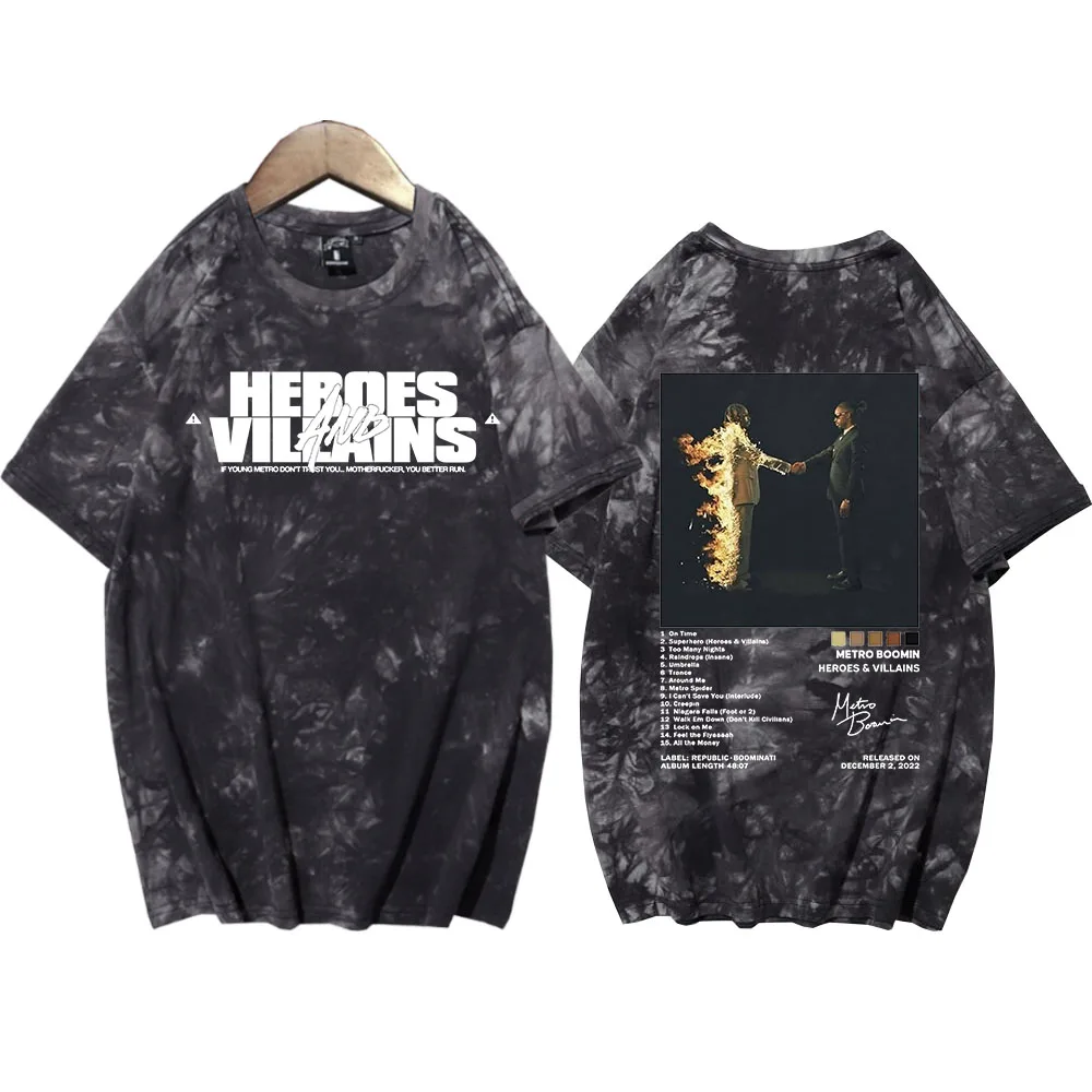 

Heroes & Villains Metro Boomin Tie Dye Shirts Unisex Round Neck Short Sleeve T-shirt