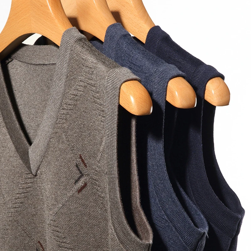 Rompi Sweter Rajutan Pulover Pria Musim Dingin Rompi Rajutan Jumper Hangat Kerah V Pria Rompi Sweter Pullover Bisnis Pria 3XL