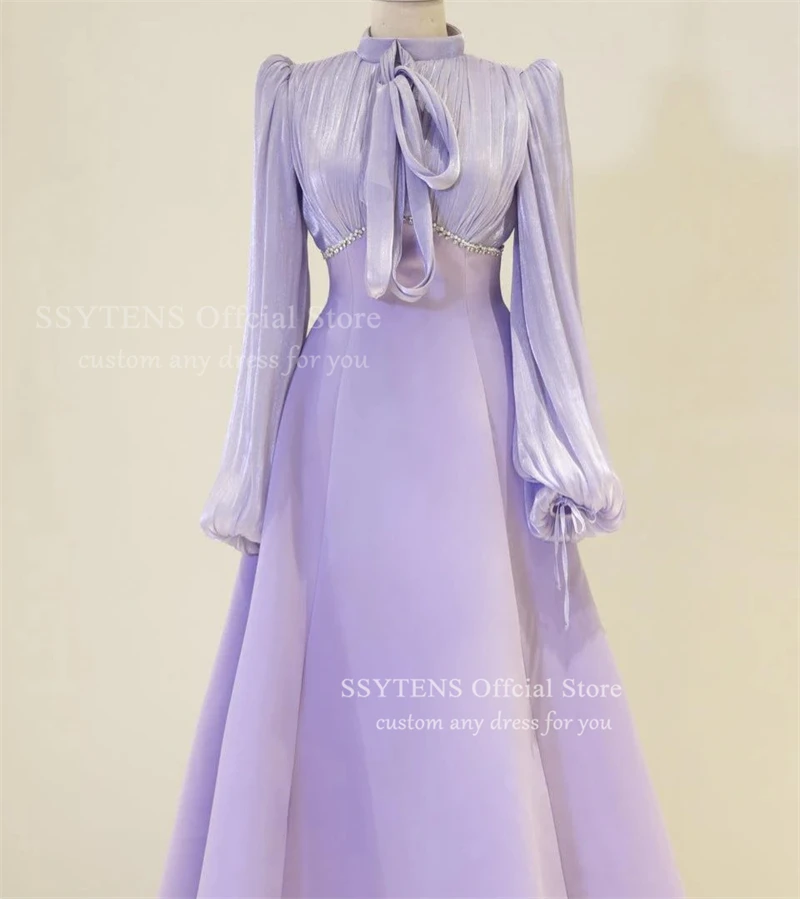 SSYTENS 우아한 A라인 반짝이는 이브닝 드레스 퍼플 정장 파티 가운 여성용 심플 사우디 비즈 웨딩 프롬 가운 맞춤 제작