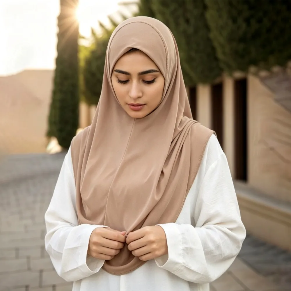 Women Thin Malay Hijab Base Cap,Breathable Lightweight Pull-on Turban Hat, Outdoor Sun Protection Comfortable Ladies Head Cover