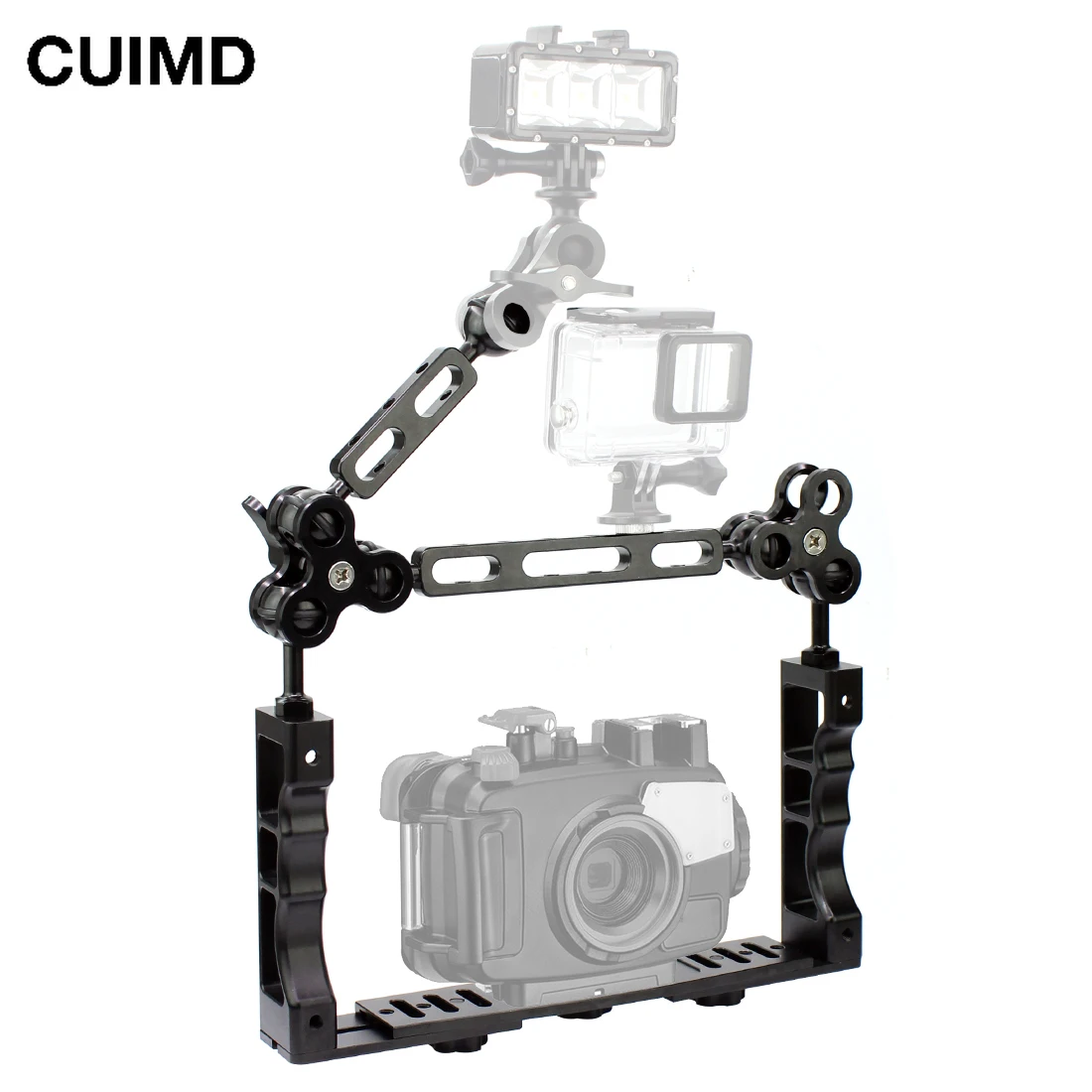 

CNC Scuba Diving Underwater Light Arm System Triple Clamp Tray Bracket Handle Grip Stabilizer Rig for Video Gopro DSLR Cam Torch