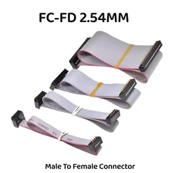 2Pcs FC-FD DC4 IDC 2.54MM Pitch Male To Female Connector 6P/8/10/12/14/16/20/24/26/30/34/40 Pin Flat Ribbon DOWNLOAD Data Cable