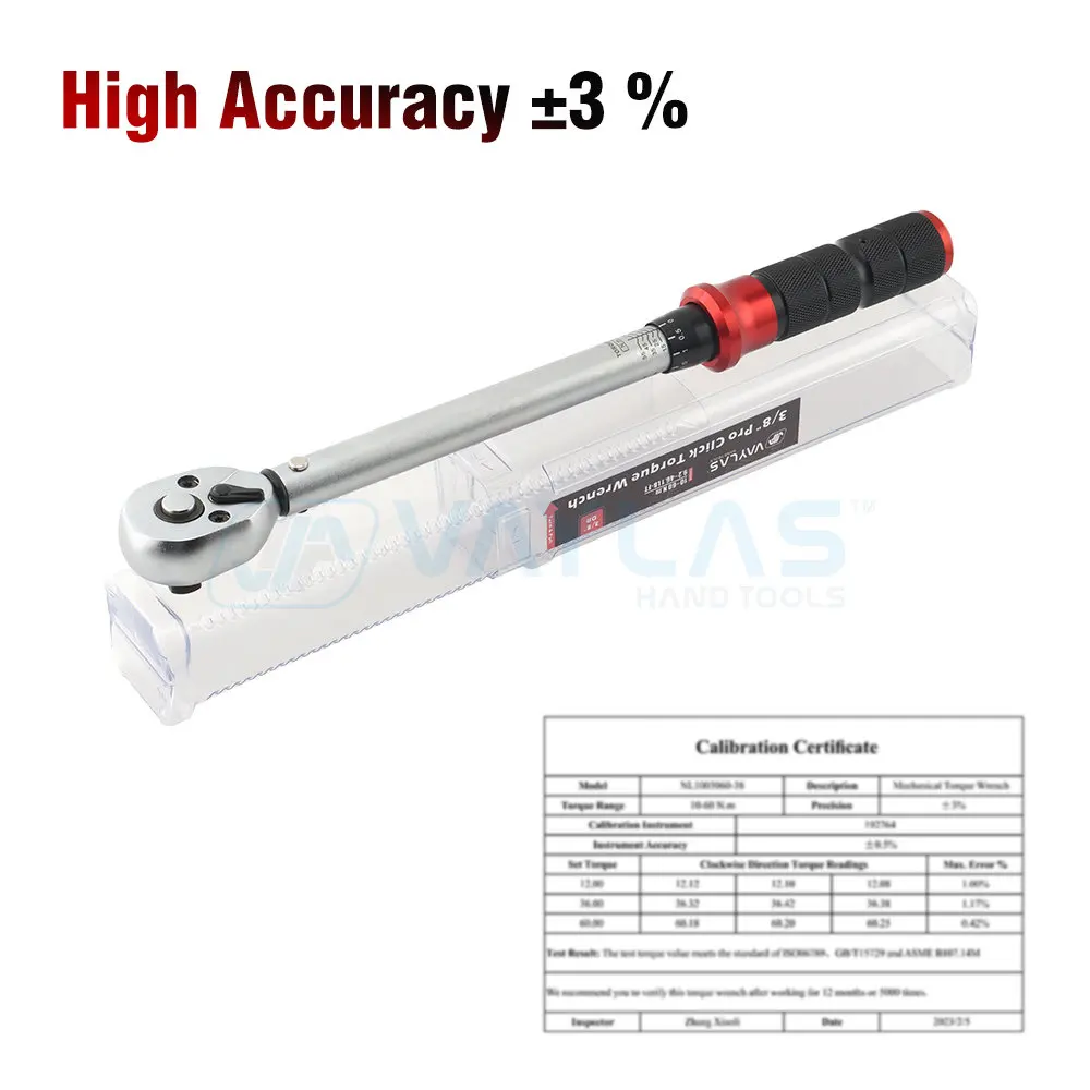 3/8 Inch Drive Click Torque Wrench 10-60N.m. / 9.2-46.1 Lb.ft Dual Direction Adjustable Torque Wrench for Bicycle Motorcycle Car