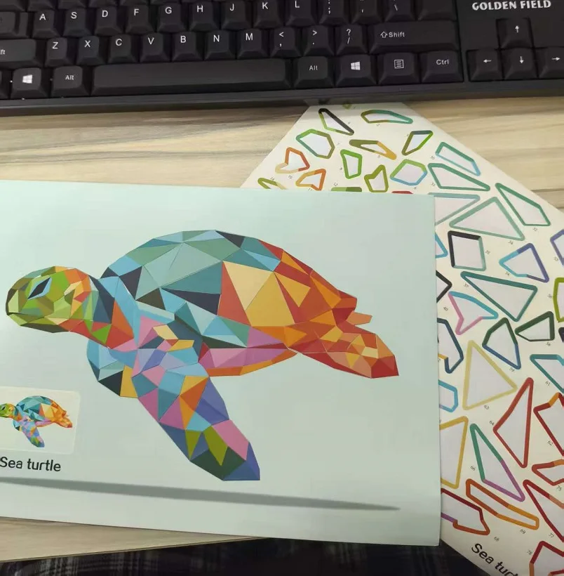 

6 Geometric Collages Children's Puzzle Enhance Focus Handmade Stickers Animal Cognitive Training Enlightenment Toy Stickers