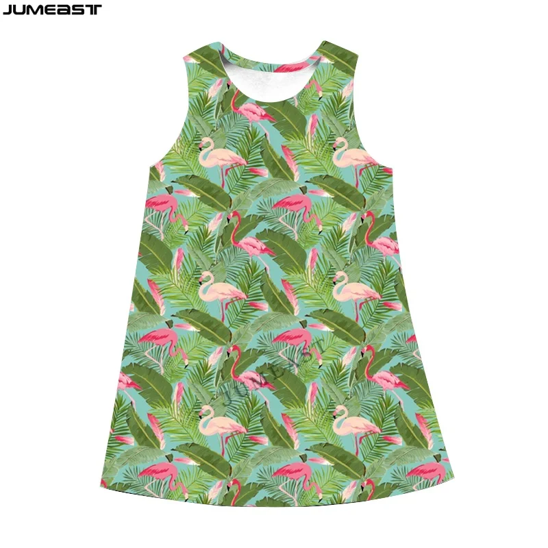 Jumeast Y2k Women 3D Printed Dresses Hip Hop Animal Flamingo Summer Fashion Sleeveless Dress Suspender Nightdress