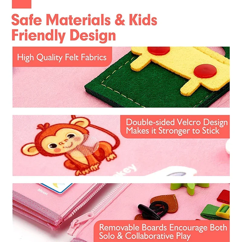Montessori Busy Book Educational Toys For Toddler Portable Activity Travel Board Fine Motor Skills Early Education Learing Toys