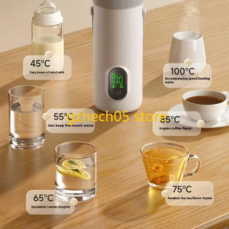 D55E Cốc sưởi ấm không dây 350ml Quy định nhiệt độ thông minh Chức năng đun sôi nhanh 18W Tay cầm leathetette sạc nhanh