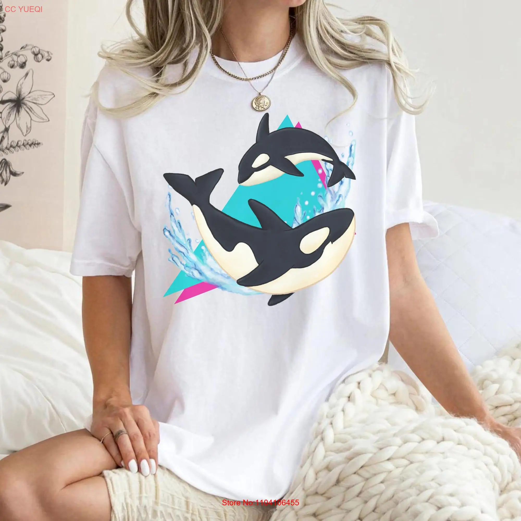 90s Vintage Orca Comfort Colors T Shirt Retro Whale Ocean Conservation Environmental long or short sleeves