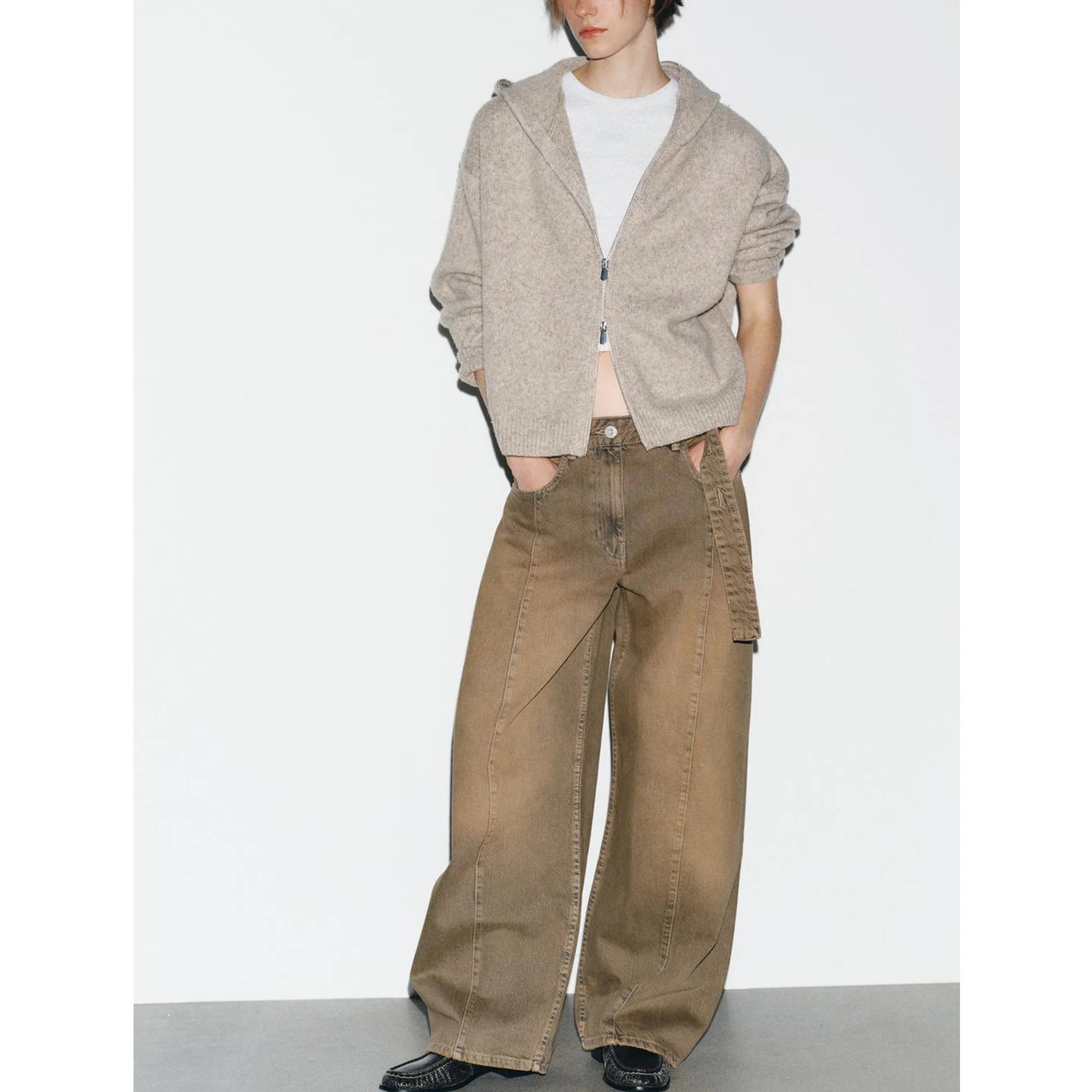 منخفضة الخصر جرس بوت الجينز المرأة Faion حزام الديكور فضفاضة تناسب سراويل جينز الخريف جديد Sle السيدات ملابس عالية الشارع #4