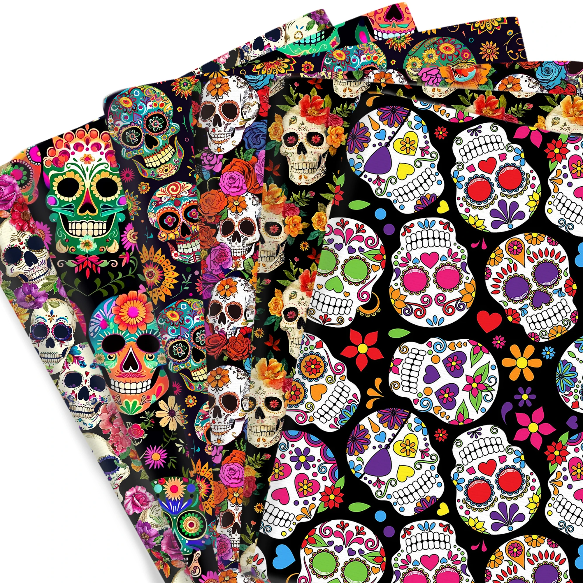 50*145cm Day of the Dead Halloween Polyester Cotton Fabric for Tissue Sewing Quilting Fabrics Needlework Material DIY Handmade