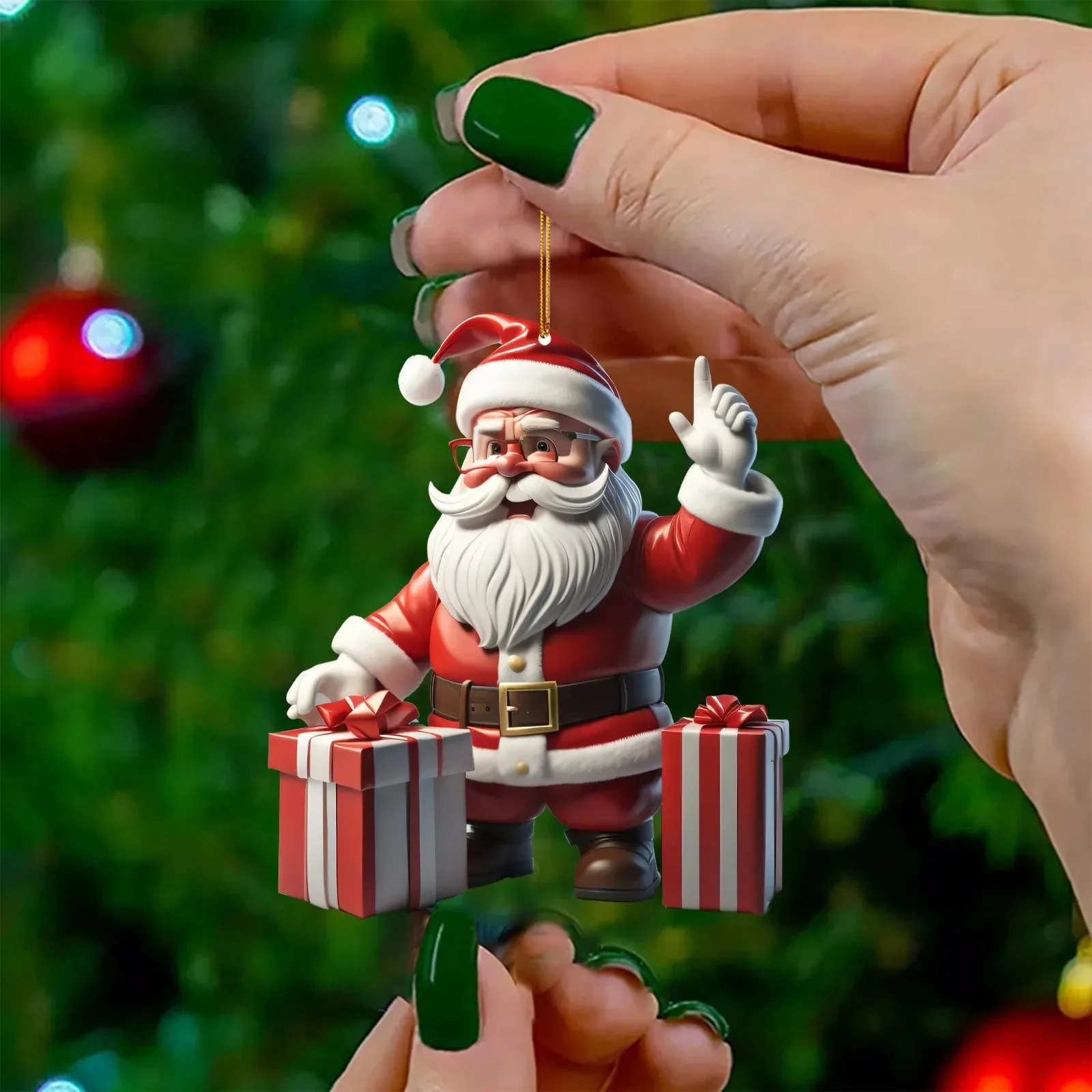 1Pcs 2D Cartoon Mini Santa Claus Christmas Tree Decoration Hanging Pendant Holiday Old Man Decorations Xmas Hanging Accessories
