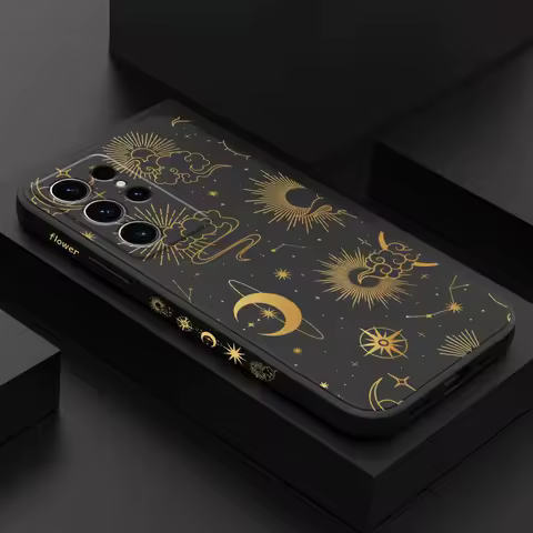 Golden Starry Sky Phone Case For Samsung Galaxy S25FE S24 S23 S22 S21 S20 S10 Ultra Plus FE Note 20 Ultra 10 9 Plus Cover