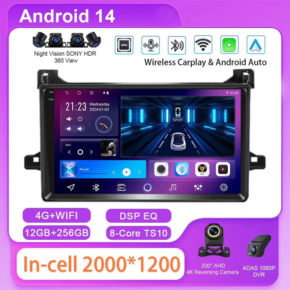 

Carplay Android Auto Car Radio Stereo Head Unit For Toyota Prius XW50 2015-2020 Multimidia Video Player QLED Touch Screen 2din