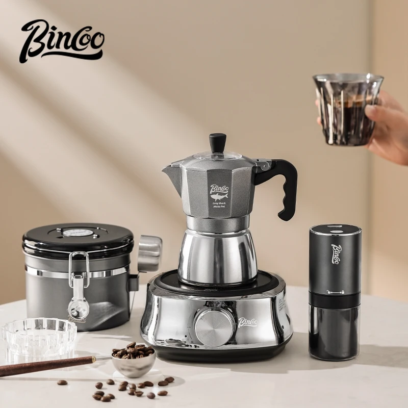 Bincoo วาล์วคู่ Espresso Maker Moka Pot สําหรับคลาสสิกอิตาเลี่ยนและ Cuban Café Brewing Professional Home Barista Accessorie