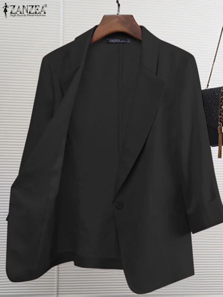 ZANZEA-Blazer de bureau à manches longues pour femmes, Blazer mince, Décontracté, Solide, Avocat, Mode, Automne, Col en Y, 2024