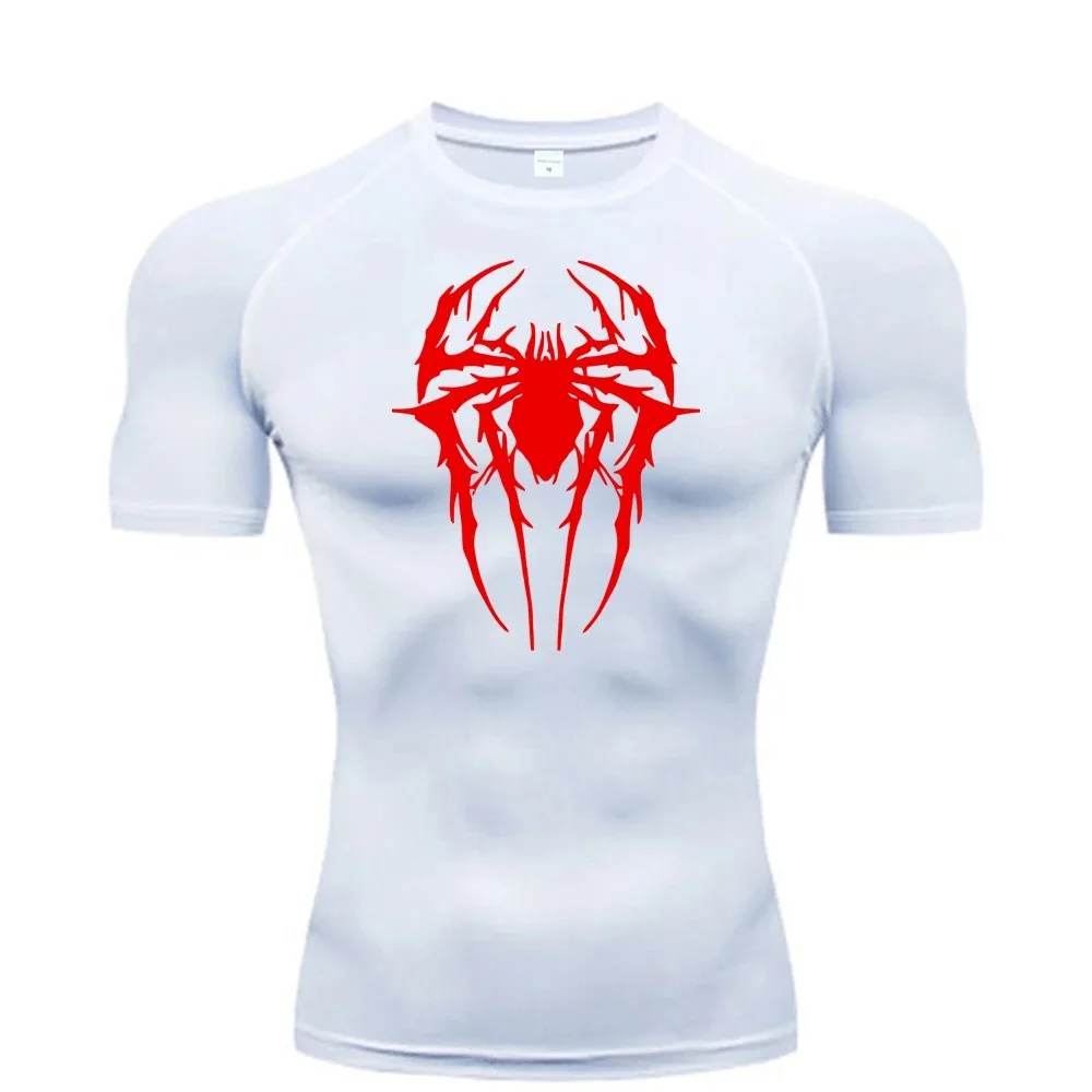Men's Spider-printed Compressed Shirt, Fitness Sports, Running T-shirts, Fitness Sports Athletes Quick Dry Short-sleeved S-3XL image 5