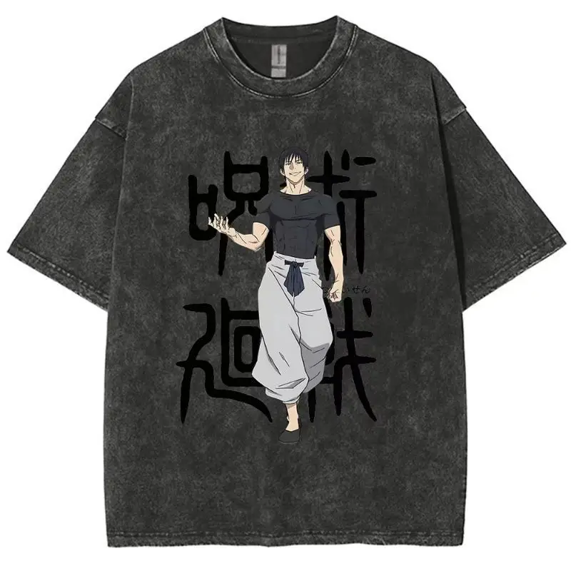 Jujutsu Kaisen Gojo Satoru Unlimited Void bedrucktes T-Shirt für Herren und Damen, gewaschenes T-Shirt, hochwertiges Vintage-Baumwoll-T-Shirt