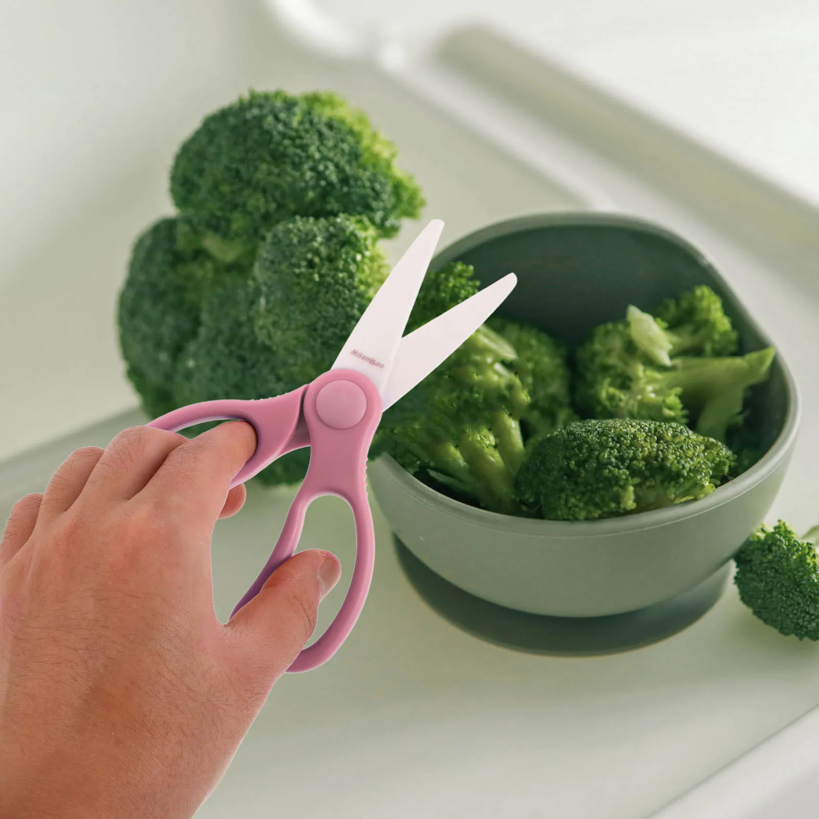 السيراميك الطفل المكملات الغذائية مقص الوردي المحمولة انفصال حقيبة سفر الطفل الغذاء الإعدادية القاطع المفرمة المروحية مقصات السلامة #4