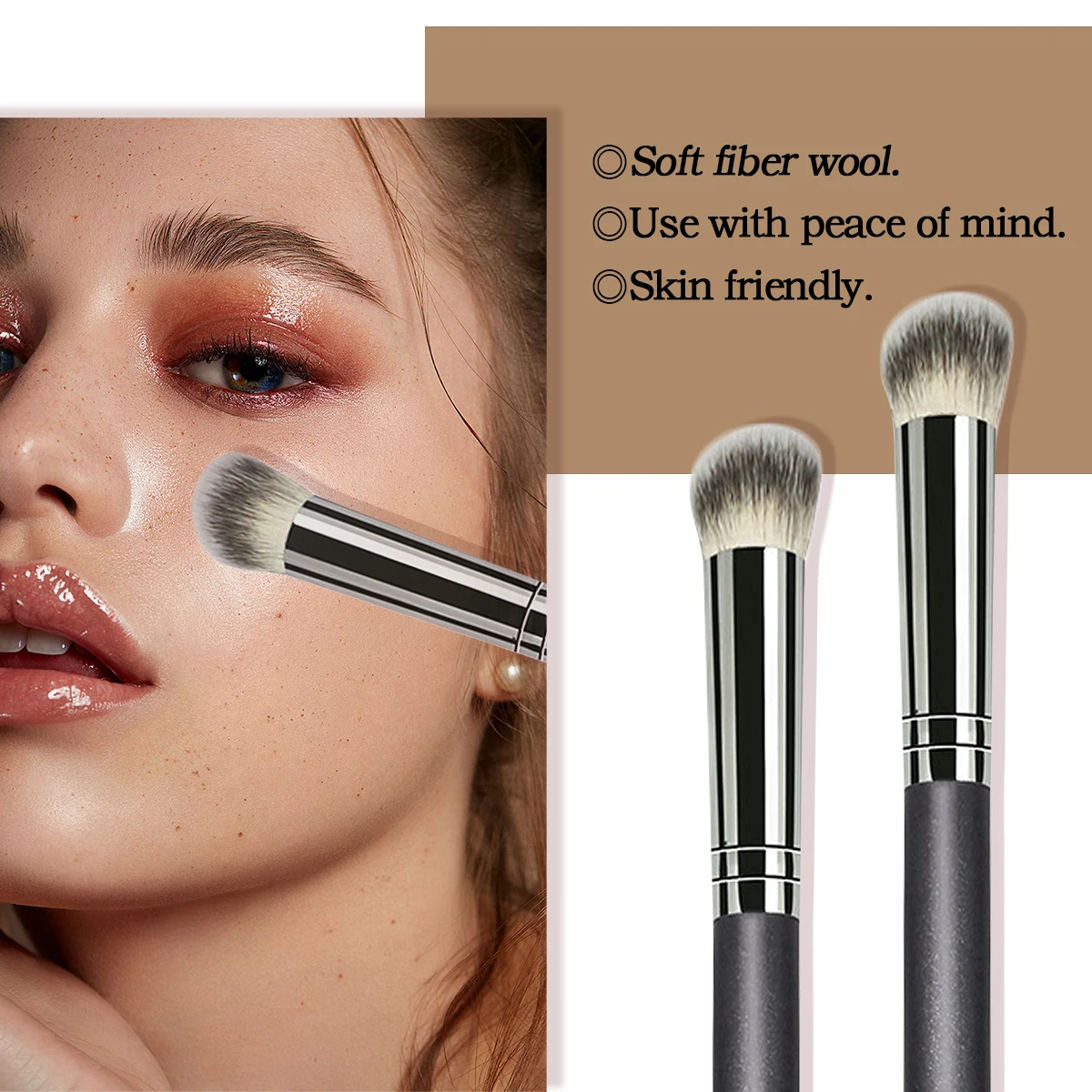 Pincel corrector, ojeras, trozos de lágrimas, pincel corrector de precisión, pincel corrector de cabeza plana
