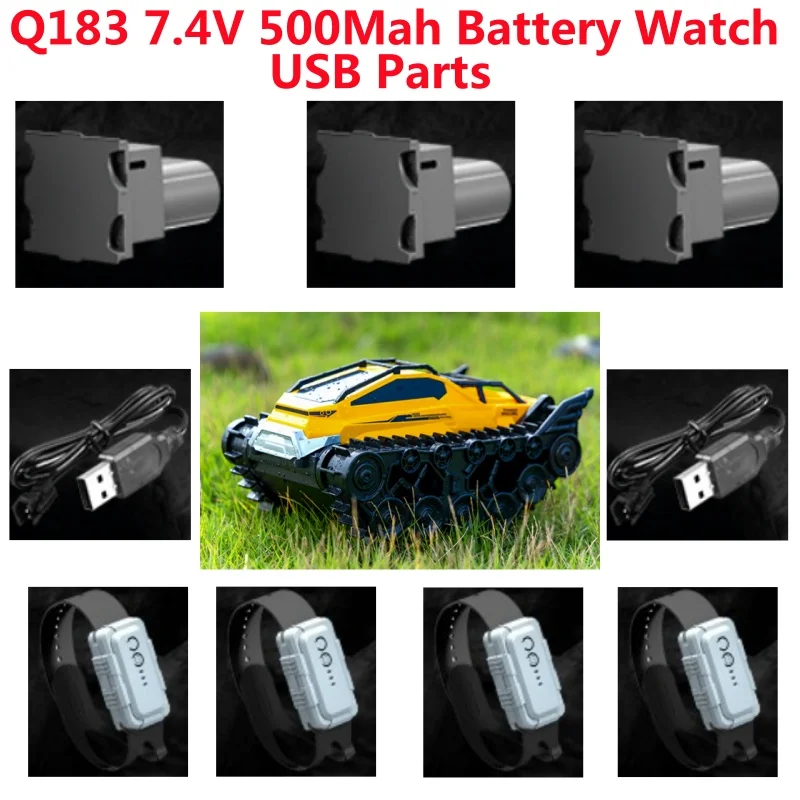 Q183 Amphibious 2 To 1 Remote Control RC Tank Car Truck Spare Parts Accessories 7.4V 500Mah Battery/USB/Watch