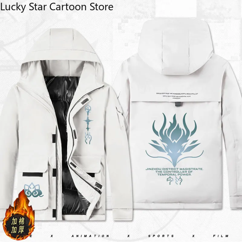 Halloween Wuthering Waves Jinhsi Cosplay Winter Long Sleeve Cartoon  Print Unisex Coat Hoodie Top Costume Game Jacket Cotton