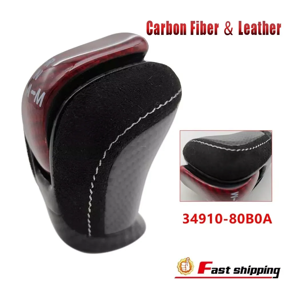 

Fit Nissan 2018-2021 R35 GTR 34910-80B0A Black/Red Carbon & Leather Shift Knob