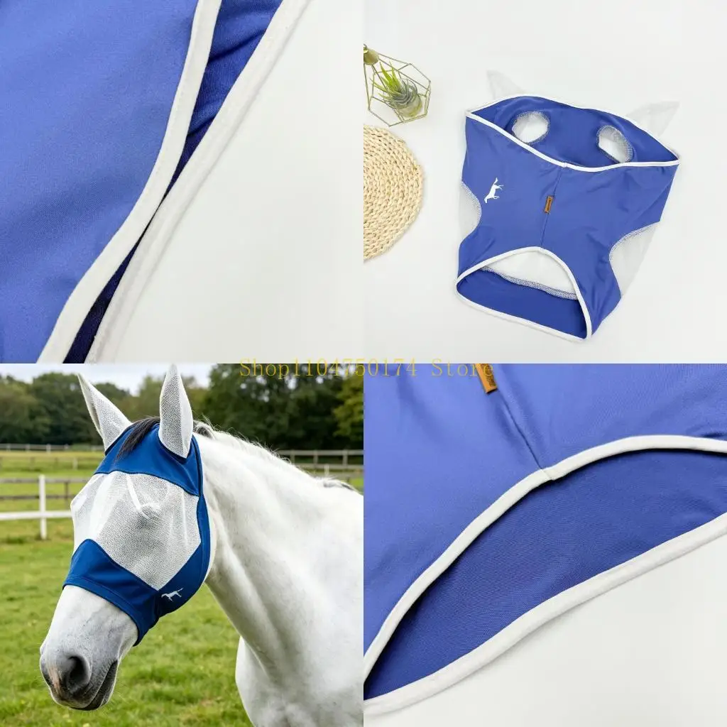 Head Cover Horse Supplies Breathable Mesh Netted Mask Comfortable Face Cover with Ear Against Insect Breathable Mesh top sale