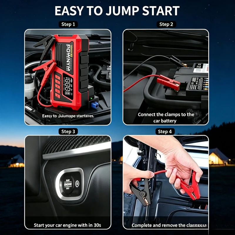 Car Jump Starter, 12V Auto Battery Booster, Up to 5.0L Gas/4.0L Diesel Engines