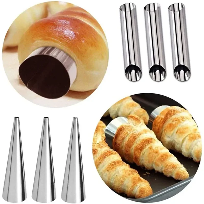 5/10pcs Kitchen Stainless Steel Baking Cones Horn Pastry Roll Cake Mold Spiral Baked Croissants Tubes Cookie Dessert Tool