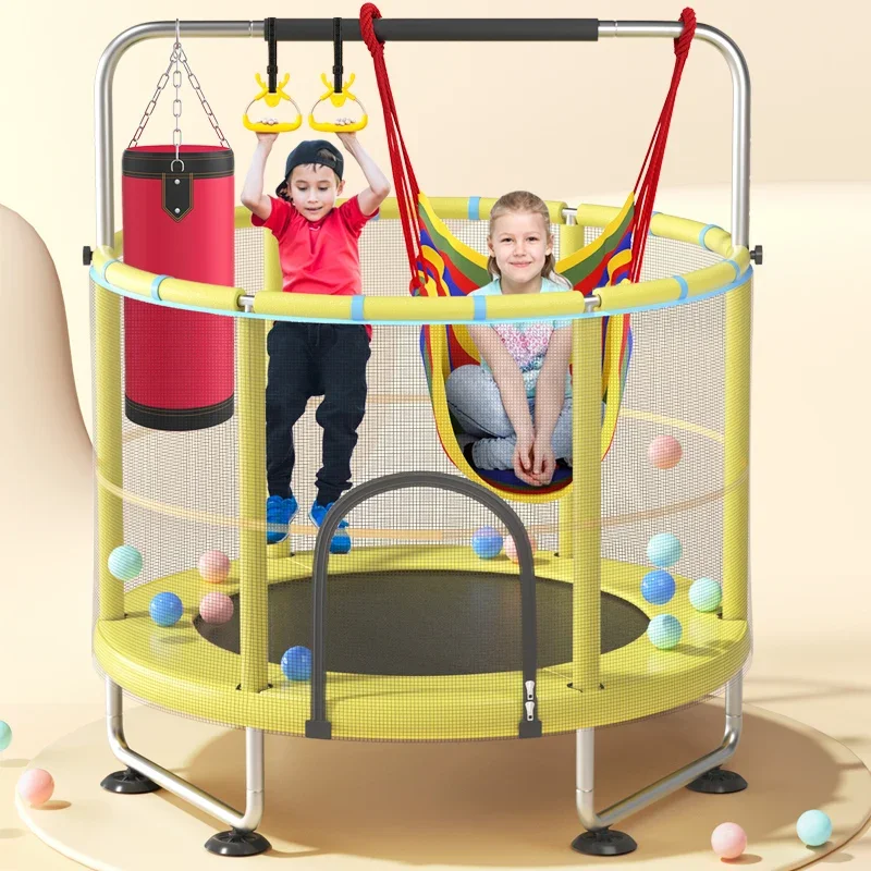 Unisex 55 Inch Child Trampoline Indoor Or Outdoor Jumping Play Trampoline With Pvc Enclosure Net