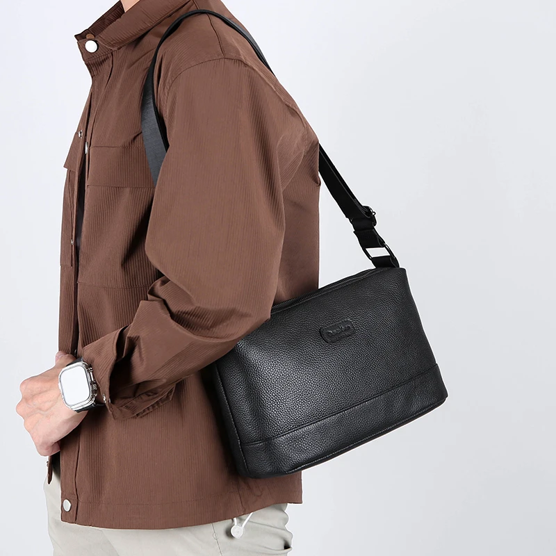 

Мужская сумка через плечо из натуральной кожи большой вместимости для повседневных поездок на работу и деловых поездок, прочная и стильная